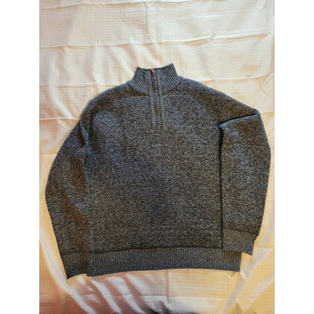 Stillwater Supply Co Mens XL‎ Gray Marl Quarter Zip Sweater Flannel Lined Collar